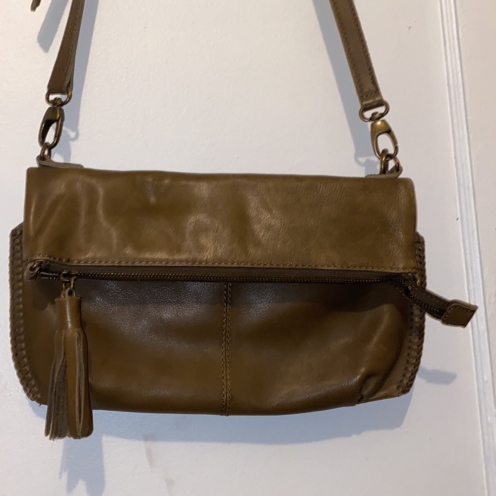 Lucky Brand leather crossbody fold over flap bag and tassel